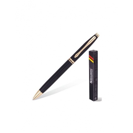 Ручка бизнес-класса шариковая BRAUBERG De Luxe Black, корпус черный, узел 1 мм, линия письма 0,7 мм, синяя, 141411 - фото 1