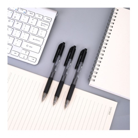 Ручка шариковая автоматическая Deli EQ02320 X-tream черная, корпус прозрачный/черный (12 шт. в уп-ке) - фото 5