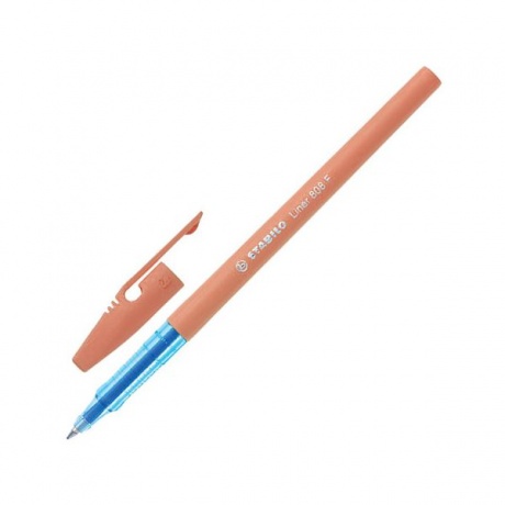 Ручка шариковая STABILO Liner Pastel, СИНЯЯ, корпус персиковый, узел 0,7мм, линия 0,3мм, 808FP1041-3 (20 шт.)  - фото 1