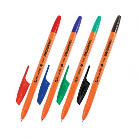 Ручки шариковые BRAUBERG НАБОР 4шт, АССОРТИ, X-333, оранжевые, узел 0,7мм, линия 0,35мм, BP162 (24 шт.)  - фото 2