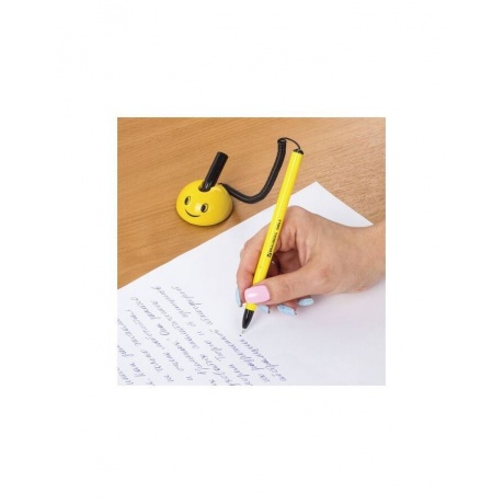 Ручка шариковая настольная BRAUBERG &quot;SMILE&quot;, СИНЯЯ, корпус желтый, узел 0,7 мм, линия письма 0,35 мм, 143376 (10 шт.) - фото 9