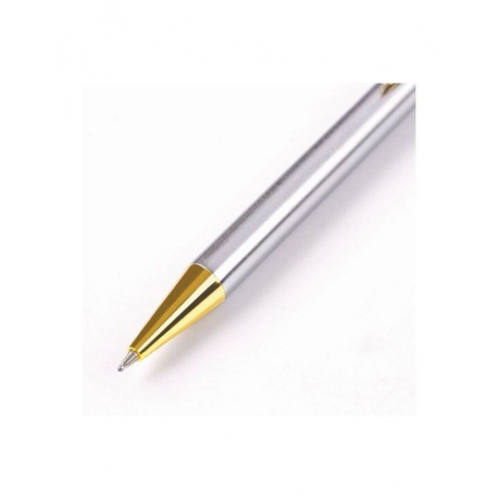 Ручка бизнес-класса шариковая BRAUBERG Piano, СИНЯЯ, корпус серебристый с золотистым, линия письма 0,5 мм, 143472 - фото 3