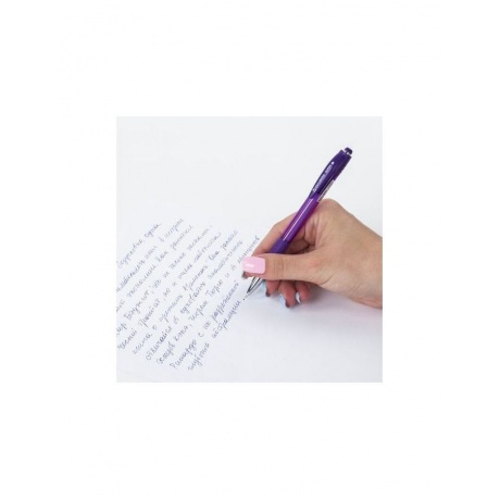 Ручка шариковая автоматическая с грипом BRAUBERG SUPER, СИНЯЯ, корпус фиолетовый, узел 0,7 мм, линия письма 0,35 мм, 143373 (24 шт.) - фото 7