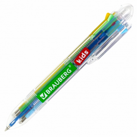 143938, (цена за 4 шт.) Ручка многоцветная шариковая автоматическая 8 ЦВЕТОВ, узел 0,7 мм, на блистере, BRAUBERG KIDS, 143938 - фото 2