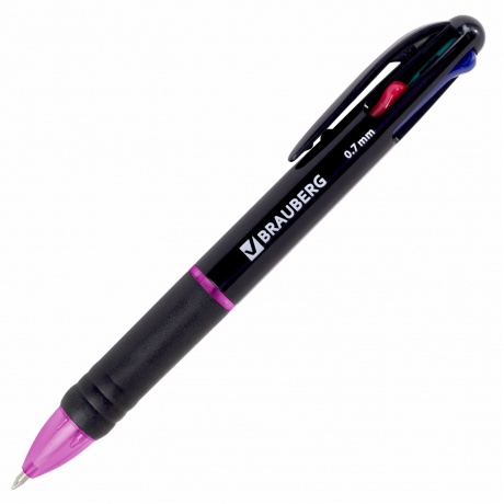 143936, (цена за 12 шт.) Ручка многоцветная шариковая автоматическая MULTICOLOR 4 ЦВЕТА, 0,7 мм, корпус ассорти, BRAUBERG, 143936 - фото 7