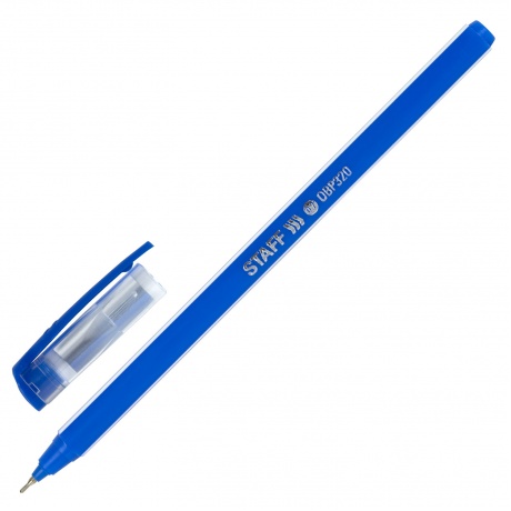 143023, (цена за 50 шт.) Ручка шариковая масляная STAFF Basic &quot;OBP-320&quot;, СИНЯЯ, корпус голубой, узел 0,7 мм, линия письма 0,35 мм, 143023 - фото 1
