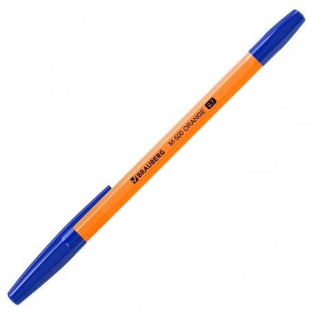 143448, (цена за 50 шт.) Ручка шариковая BRAUBERG &quot;M-500 ORANGE&quot;, СИНЯЯ, корпус оранжевый, узел 0,7 мм, линия письма 0,35 мм, 143448 - фото 7
