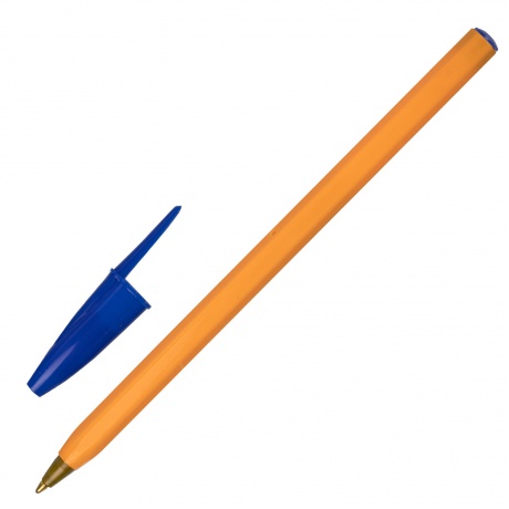 143740, (цена за 50 шт.) Ручка шариковая STAFF &quot;Basic Orange BP-01&quot;, письмо 750 метров, СИНЯЯ, длина корпуса 14 см, узел 1 мм, 143740 - фото 1