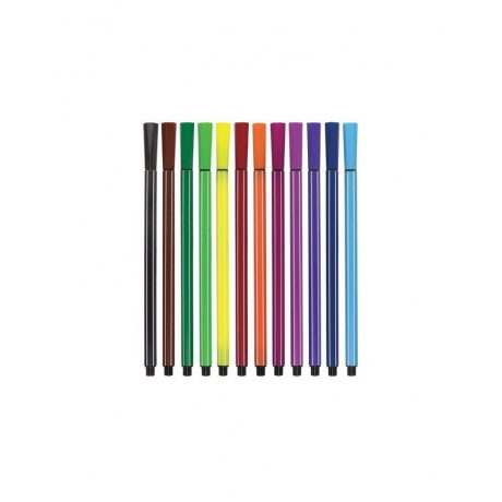 Фломастеры BRAUBERG, 12 цветов, шестигранные в полоску, вентилируемый колпачок, пластиковая упаковка, 150681, (6 шт.) - фото 2