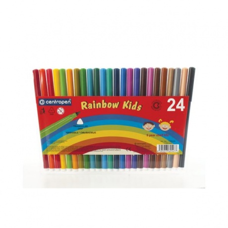 Фломастеры CENTROPEN Rainbow Kids, 24 цвета, смываемые, эргономичные, вентилируемый колпачок, 7550/24 - фото 2