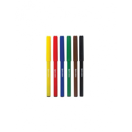 Фломастеры BRAUBERG АКАДЕМИЯ, 6 цветов, вентилируемый колпачок, ПВХ упаковка, 151409, (24 шт.) - фото 2