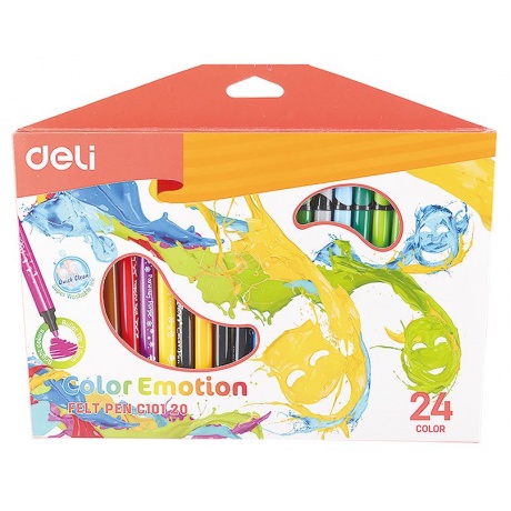 Фломастеры смываемые Deli Color Emotion 24 цвета EC10120 - фото 1