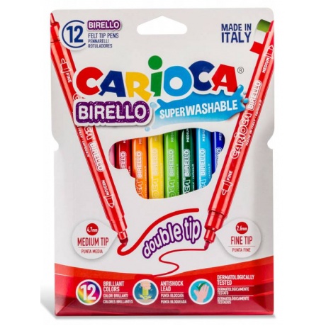 Фломастеры двухсторонние Carioca Birello 12 цветов 42753 - фото 1