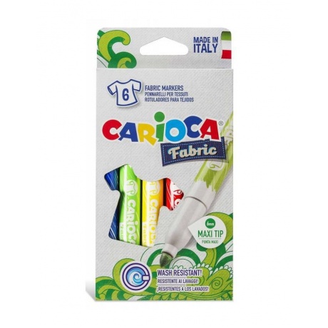 Фломастеры для ткани Carioca Cromatex 6 цветов 40956 (12 шт. в уп-ке) - фото 1