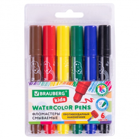 152178, Фломастеры смываемые детские, противоударный наконечник,...