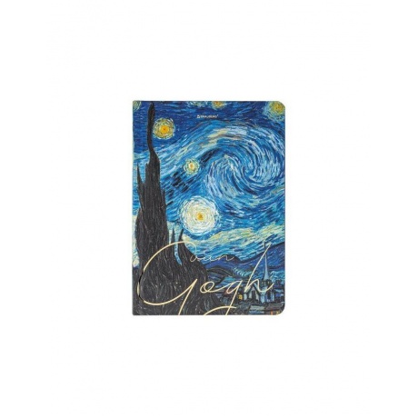 113728, Блокнот с резинкой в клетку 96 л., А5 (145х203 мм), твердая обложка с фольгой, BRAUBERG, Van Gogh, 113728 - фото 4