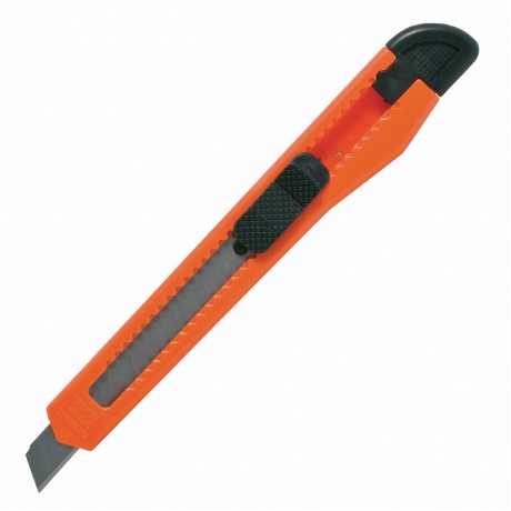 Нож канцелярский 9 мм STAFF, фиксатор, цвет корпуса ассорти, упаковка с европодвесом, 230484, (30 шт.) - фото 1