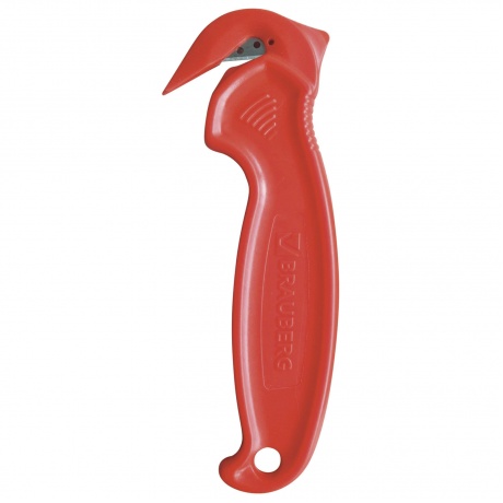 Нож складской безопасный BRAUBERG Logistic, для вскрытия упаковочных материалов, красный, блистер, 236969, (6 шт.) - фото 1