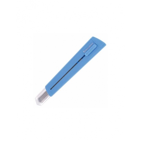 Нож канцелярский 9 мм BRAUBERG Delta, автофиксатор, цвет корпуса голубой, блистер (8 шт.)  - фото 1