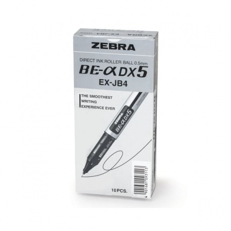 Ручка-роллер ZEBRA Zeb-Roller DX5, ЧЕРНАЯ, корпус серебристый, узел 0,5 мм, линия письма 0,3 мм, EX-JB2-BK - фото 2