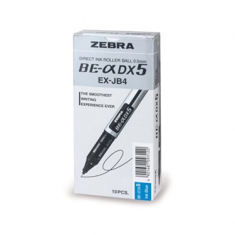 Ручка-роллер ZEBRA Zeb-Roller DX5, СИНЯЯ, корпус серебристый, узел 0,5 мм, линия письма 0,3 мм, EX-JB2-BL - фото 2