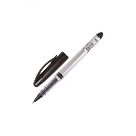 Ручка-роллер BRAUBERG Control, ЧЕРНАЯ, корпус серебристый, узел 0,5 мм, линия письма 0,3 мм, RP100, (12 шт.) - фото 2