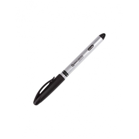 Ручка-роллер BRAUBERG Control, ЧЕРНАЯ, корпус серебристый, узел 0,5 мм, линия письма 0,3 мм, RP100, (12 шт.) - фото 3