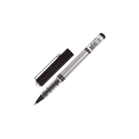 Ручка-роллер BRAUBERG Flagman, ЧЕРНАЯ, корпус серебристый, хромированные детали, узел 0,5 мм, линия письма 0,3 мм, RP102, (12 шт.) - фото 2
