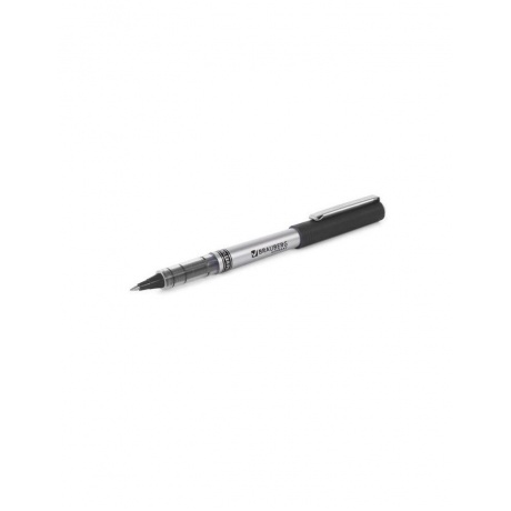 Ручка-роллер BRAUBERG Flagman, ЧЕРНАЯ, корпус серебристый, хромированные детали, узел 0,5 мм, линия письма 0,3 мм, RP102, (12 шт.) - фото 6