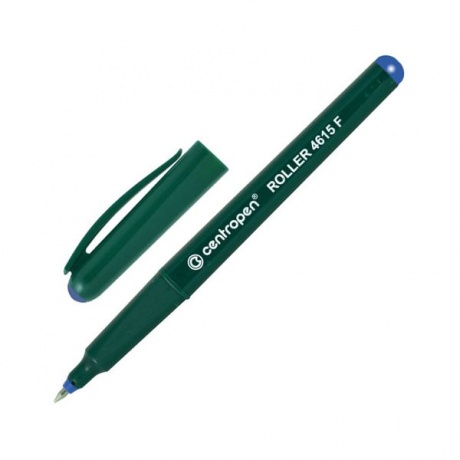 Ручка-роллер CENTROPEN, СИНЯЯ, трехгранная, корпус зеленый, узел 0,5 мм, линия письма 0,3 мм, 4615/1C, (10 шт.) - фото 1