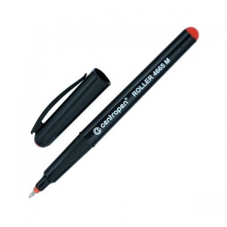 Ручка-роллер Centropen 4665/1К красная, корпус черный (10 шт. в уп-ке) - фото 1