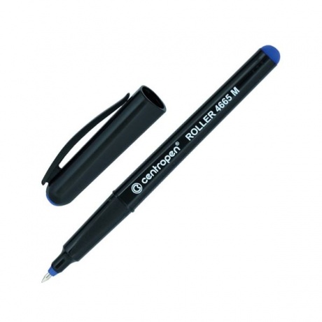 Ручка-роллер Centropen 4665 (3 4665 0106) синяя, корпус черный (10 шт. в уп-ке) - фото 1