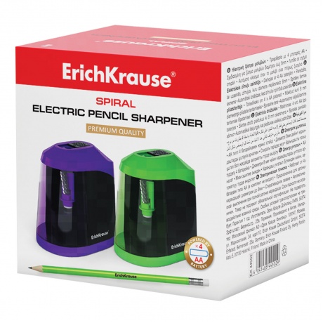 Точилка электрическая ERICH KRAUSE Spiral, питание от 4 батареек АА, цвет корпуса ассорти, 44502 - фото 3