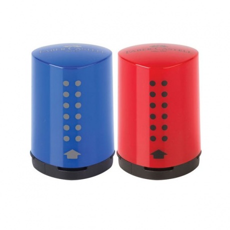 Точилка FABER-CASTELL Grip 2001 Mini, с контейнером, пластиковая, красная/синяя - фото 1