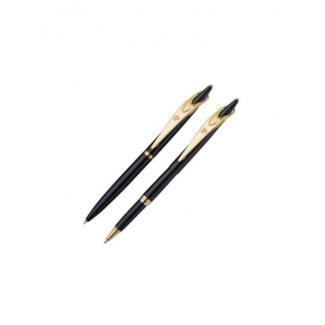 Набор PIERRE CARDIN (Пьер Карден): шариковая ручка + ручка-роллер, корпус черный, латунь, PC0839BP/RP, синий - фото 1