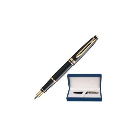 Ручка подарочная перьевая WATERMAN Expert 3 Black Lacquer GT, черный лак, позолоченные детали, синяя, S0951640 - фото 1
