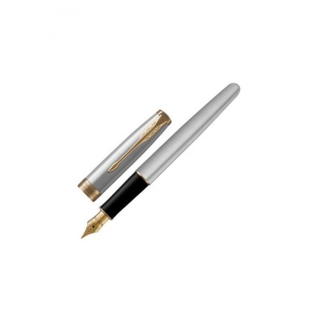Ручка перьевая PARKER Sonnet Core Stainless Steel GT, корпус серебристый, позолоченные детали, черная, 1931504 - фото 1