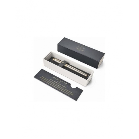 Ручка перьевая PARKER IM Core Brushed Metal GT, корпус серебристый матовый лак, позолоченные детали, синяя, 1931649 - фото 2