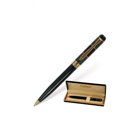Ручка подарочная шариковая GALANT Granit Green, корпус черный с темно-зеленым, золотистые детали, пишущий узел 0,7 мм, синяя, 140393 - фото 1