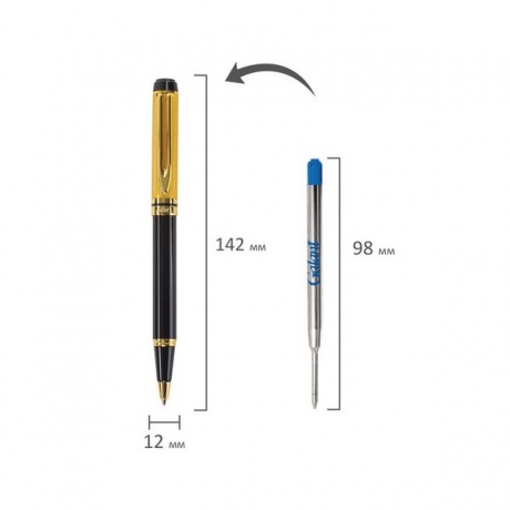 Ручка подарочная шариковая GALANT Classic, корпус черный с золотистым, золотистые детали, пишущий узел 0,7 мм, синяя, 140400 - фото 12