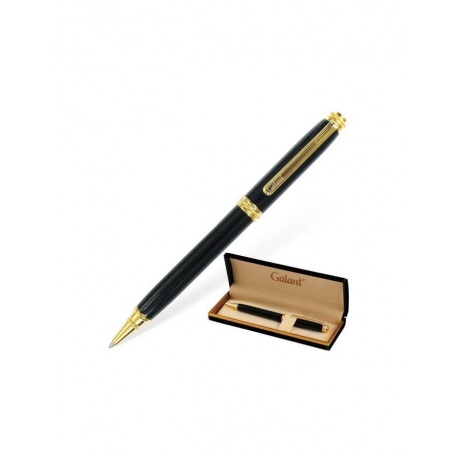 Ручка подарочная шариковая GALANT Black, корпус черный, золотистые детали, пишущий узел 0,7 мм, синяя, 140405 - фото 1