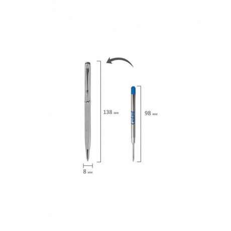 Ручка подарочная шариковая GALANT Arrow Chrome, корпус серебристый, хромированные детали, пишущий узел 0,7 мм, синяя, 140408 - фото 12