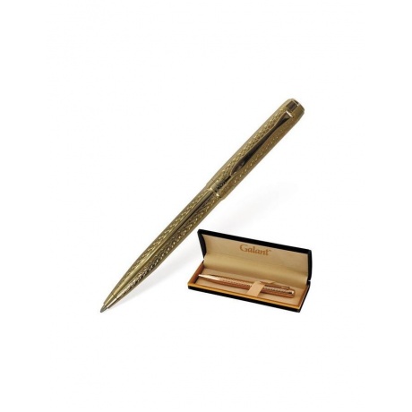 Ручка подарочная шариковая GALANT Graven Gold, корпус золотистый с гравировкой, золотистые детали, пишущий узел 0,7 мм, синяя, 140466 - фото 1