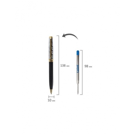 Ручка подарочная шариковая GALANT Consul, корпус черный с серебристым, золотистые детали, пишущий узел 0,7 мм, синяя, 140963 - фото 13