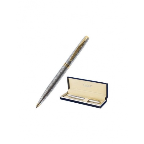 Ручка подарочная шариковая GALANT Marburg, корпус серебристый с гравировкой, золотистые детали, пишущий узел 0,7 мм, синяя, 141015 - фото 1