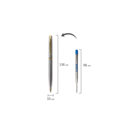 Ручка подарочная шариковая GALANT Marburg, корпус серебристый с гравировкой, золотистые детали, пишущий узел 0,7 мм, синяя, 141015 - фото 12
