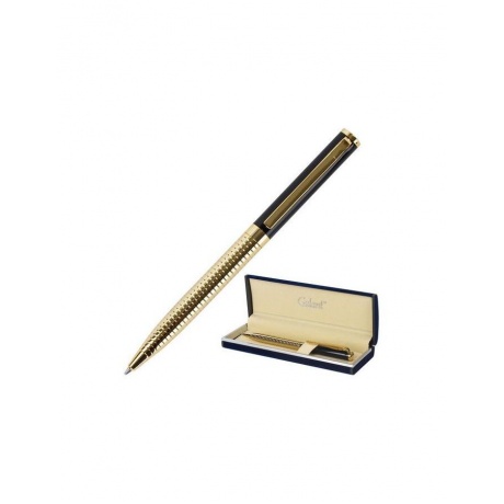 Ручка подарочная шариковая GALANT Black Melbourne, корпус золотистый с черным, золотистые детали, пишущий узел 0,7 мм, синяя, 141356 - фото 1