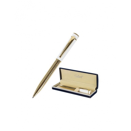 Ручка подарочная шариковая GALANT Mont Pelerin, корпус золотистый с белым, золотистые детали, пишущий узел 0,7 мм, синяя, 141661 - фото 1
