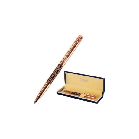 Ручка подарочная шариковая GALANT Interlaken, корпус золотистый с черным, золотистые детали, пишущий узел 0,7 мм, синяя, 141663 - фото 1