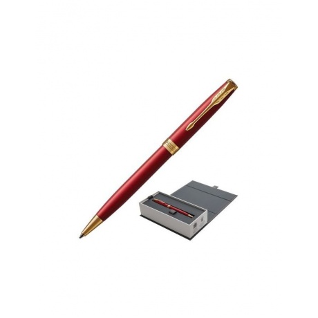 Ручка шариковая PARKER Sonnet Core Intense Red Lacquer GT, корпус красный глянцевый лак, позолоченные детали, черная, 1931476 - фото 1